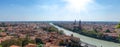 Verona street. Old europe italian city panoramic view with Romeo and Juliet, beautiful architecture, Adige river and bridges. Royalty Free Stock Photo