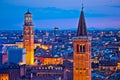 Verona towers and rooftops evening view