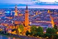 Verona towers and rooftops evening view