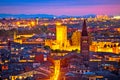 Verona towers and rooftops evening view