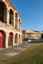 Verona Veneto Italy. The Verona Arena - Roman Amphitheatre and the Town Hall