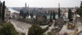 VERONA, VENETO, ITALY - February 15, 2019 Fisheye panoramic view of Verona city, merge of 2 photos