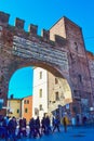 Gate in old Roman fortress wall Verona Centro Storico Italy Royalty Free Stock Photo