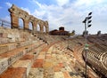 Verona, Italy - historic city center - ancient Roman Arena, Amphitheater walls with arches and auditorium Royalty Free Stock Photo