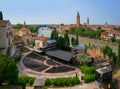 Verona. A view of the city from the side of the Roman Theater. Italy. Royalty Free Stock Photo