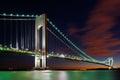 Verrazano-Narrows Bridge, New York at night Royalty Free Stock Photo