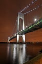 Verrazano Narrows Bridge at Night Royalty Free Stock Photo