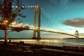 Verrazzano-Narrows Bridge double-decked suspension bridge that connects the New York City boroughs of Staten Island and Brooklyn, Royalty Free Stock Photo