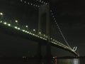 Verrazzano-Narrows Bridge at Night in May Connecting Brooklyn and Coney Island in New York. Royalty Free Stock Photo