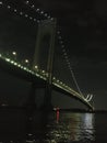 Verrazzano-Narrows Bridge at Night in May Connecting Brooklyn and Coney Island in New York. Royalty Free Stock Photo