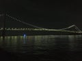 Verrazzano-Narrows Bridge at Night in May Connecting Brooklyn and Coney Island in New York. Royalty Free Stock Photo