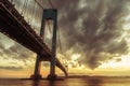 Verrazzano-Narrows Bridge at sunset in Brooklyn, New York Royalty Free Stock Photo