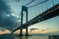 Verrazzano-Narrows Bridge at sunset in Brooklyn, New York Royalty Free Stock Photo