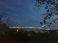 Verrazzano-Narrows Bridge after Sunset in May Connecting Brooklyn and Coney Island in New York. Royalty Free Stock Photo