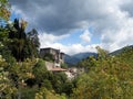 Verrucola village with its castle, fortress. Lungiana, Italy. Royalty Free Stock Photo