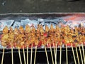 Verry well cooked chicken satay Royalty Free Stock Photo