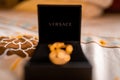 Versace gold necklace in a black box - fashion jewelry