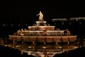 VERSAILLE FRANCE: Chateau de Versailles at night with fountain and lights, the estate of Versaille was the home and court of Lou