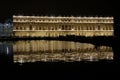 VERSAILLE FRANCE: Chateau de Versailles at night with fountain and lights, the estate of Versaille was the home and court of Lou