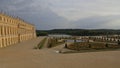 VERSAILLE FRANCE: Chateau de Versailles at sunset with fountain, the estate of Versaille was the home and court of Louis XIV, Fr