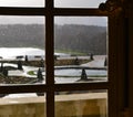 Versailles / France - January 05 2012: View of the building of the Palace of Versailles and the Versailles garden. Royalty Free Stock Photo