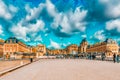 VERSAILLES, FRANCE - JULY 02, 2016 : Head main entrance with  the people  tourists  in the Versailles Palace. Versailles, Royalty Free Stock Photo