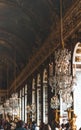 Versailles, France - July 22, 2014: Interior Chateau of Versailles, France. Chandelier Palace Versailles was a Royal