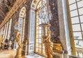 Versailles, France - March 14, 2018: The Hall of Mirrors Galerie des Glaces of the Royal Palace of Versailles in France with