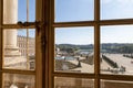 The gardens of Versailles seen from a palace window Royalty Free Stock Photo