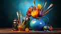 Versatile artistic tools paintbrushes, pencils, and sculpting tools for creative expression