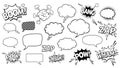 Comic Book Speech Bubbles and Onomatopoeia Sound Effects Set Royalty Free Stock Photo