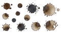 Coffee and Ink Splatter Stains Collection on White Royalty Free Stock Photo