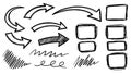 Hand Drawn Doodle Arrows, Frames, and Design Elements Set Royalty Free Stock Photo