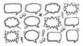 Hand-Drawn Doodle Speech Bubbles and Communication Elements Set Royalty Free Stock Photo