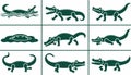 Crocodile and Alligator Vector Icons Set Royalty Free Stock Photo