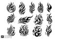 Tribal Flame Tattoo Designs Vector Set Royalty Free Stock Photo