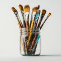 Paint brushes on a white background. Royalty Free Stock Photo
