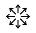 Versatile icon. Multifunction sign. Arrows pointing in different directions. Multipurpose symbol. Multi function line