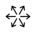 Versatile icon. Multifunction sign. Arrows pointing in different directions. Multipurpose symbol. Multi function line