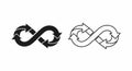 Infinity Loop Arrows Icon Solid Black and Outline Vector Set Royalty Free Stock Photo