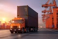 Versatile logistics solutions, Forklift loads container onto cargo truck for global shipping