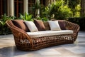 Versatile Outdoor rattan chairs sofa. Generate Ai