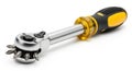 Versatile ratchet screwdriver tool with interchangeable bits for efficient repairs and assembly Royalty Free Stock Photo