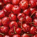 Versatile realistic seamless fresh cherry close up pattern design for diverse applications