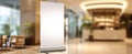 The versatile rollup banner in a stylish corporate interior setting. AI generated image Royalty Free Stock Photo