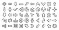 Arrow Pointer Vector Icon Set .Thin Outline Style