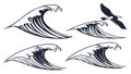 Set of Dynamic Ocean Wave Vector Icons, vector design Generative AI Royalty Free Stock Photo