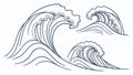 Multiple Ocean Waves, Dynamic Sea Scape Element, vector design Generative AI Royalty Free Stock Photo