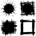 Grunge Ink Splatter and Textured Frames Vector Set Royalty Free Stock Photo