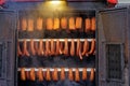 Wurstwaren werden in einem Ofen gerÃÂ¤uchert/Sausages are smoked in an oven